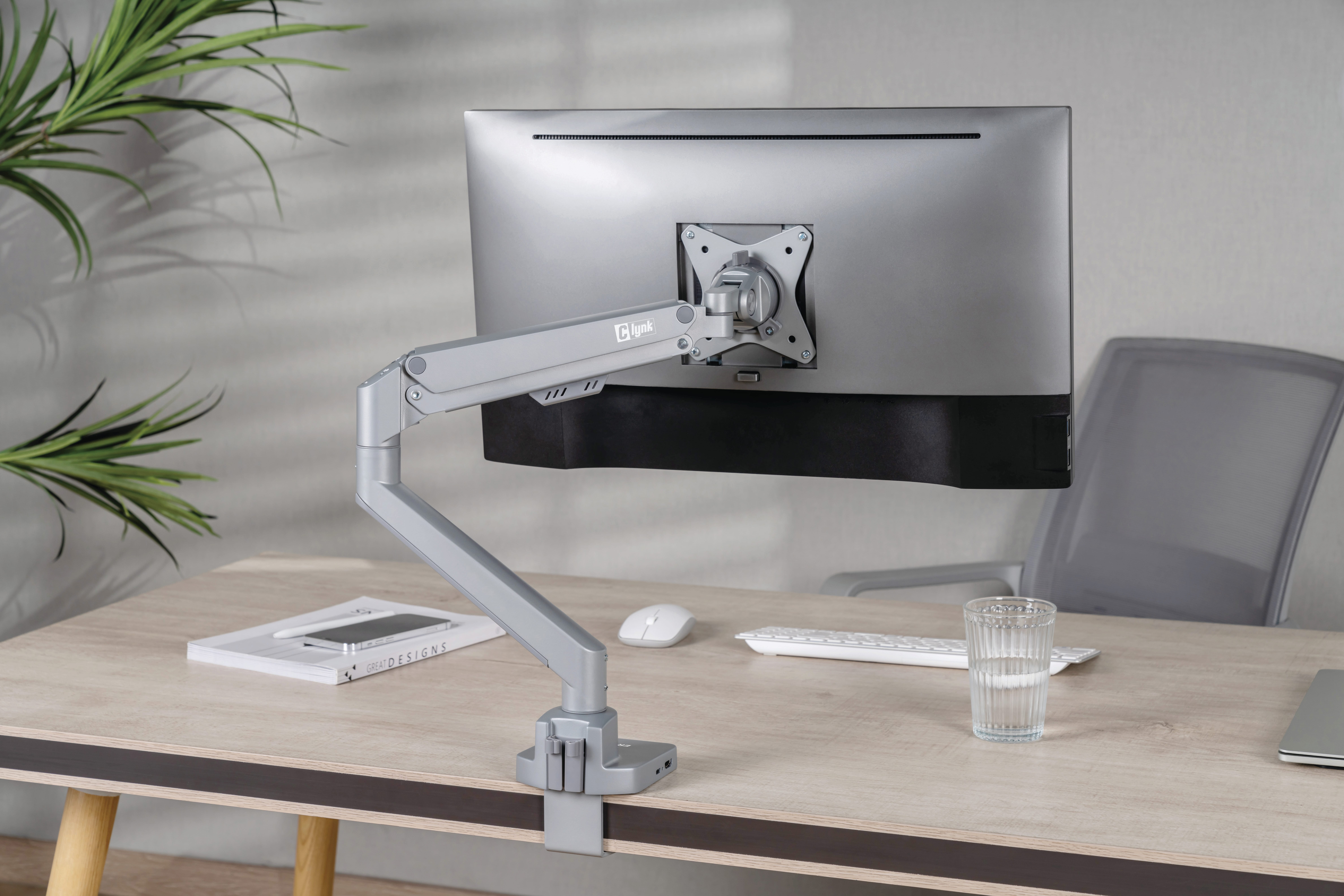 แขนจับจอ ERGONOZ รุ่น CLYNKARM 6 IN 1 DOCKING STATION แขนเดี่ยว สำหรับหน้าจอ 17 - 32 นิ้ว สีเงิน (EGN-CLYNKARM01-S-SV-DOCK)_2